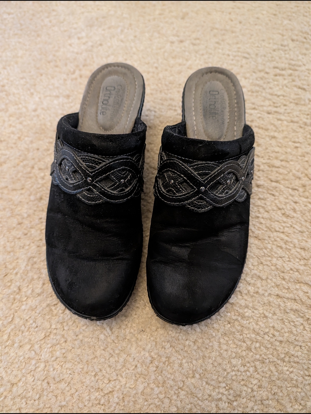 croft & barrow Black Embroidered Slip-On Mules